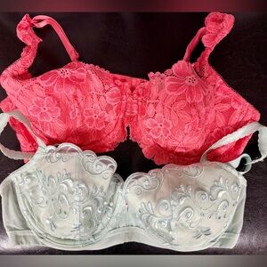 Victoria’s Secret Lace Underwire Bras Bundle | 36C | Pink & Mint Green